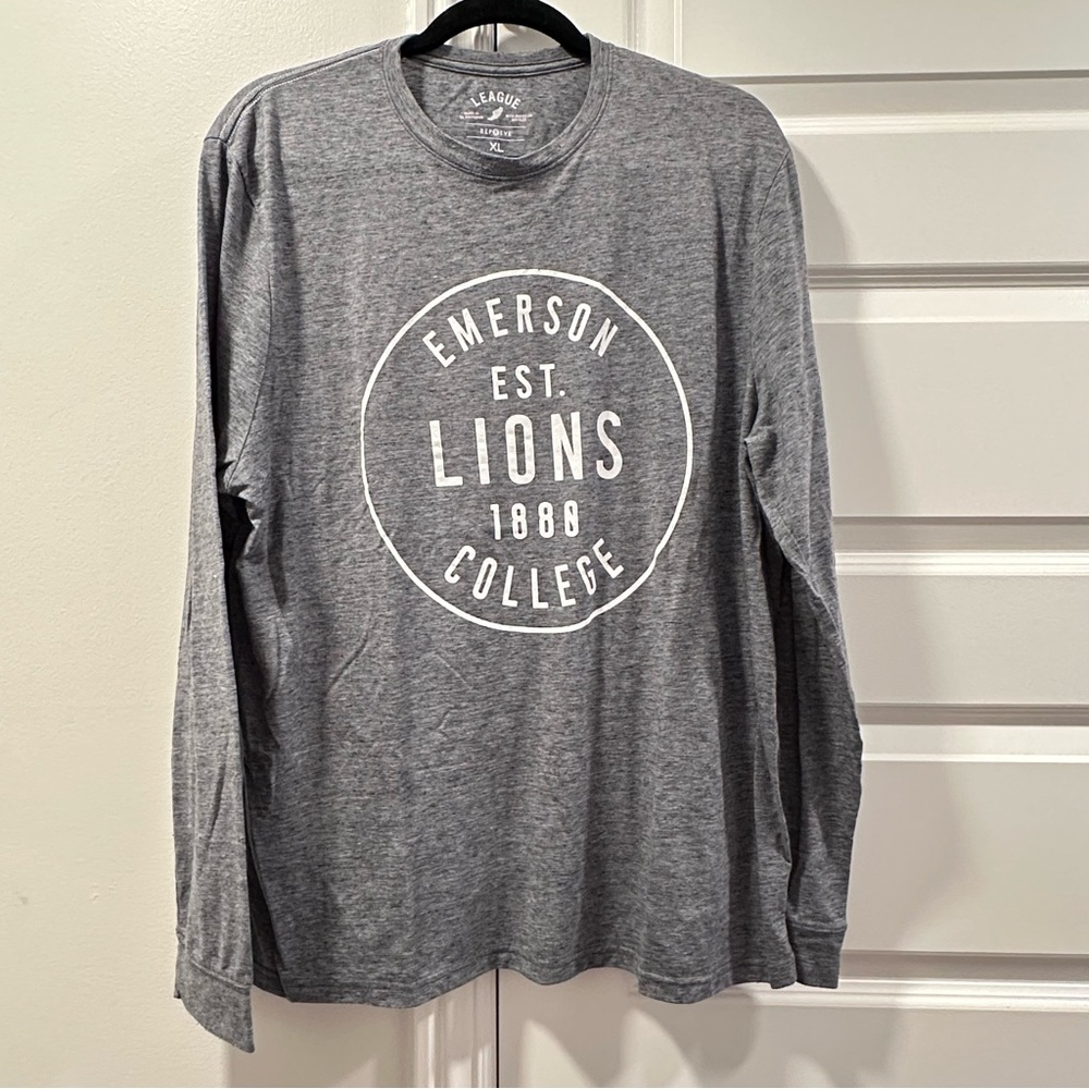 League Emerson Lions Gray Long Sleeve Tee Size XL